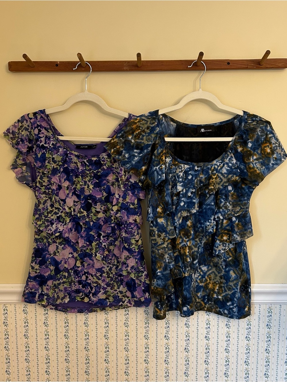 BUNDLE OF 2 Floral Ruffle Blouse Tops